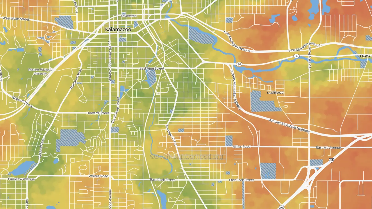 Bike Grade map of Edison, Kalamazoo, MI