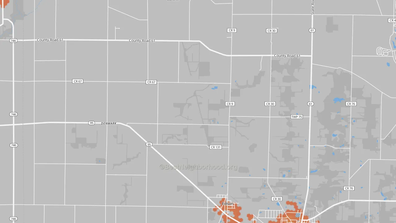 Bike Grade map of Edison, OH