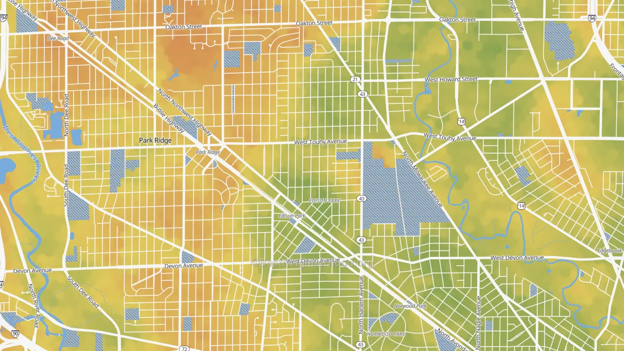Bike Grade map of Edison Park, Chicago, IL