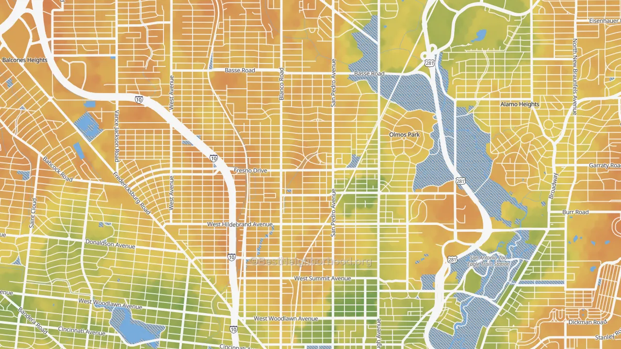 Bike Grade map of Edison, San Antonio, TX