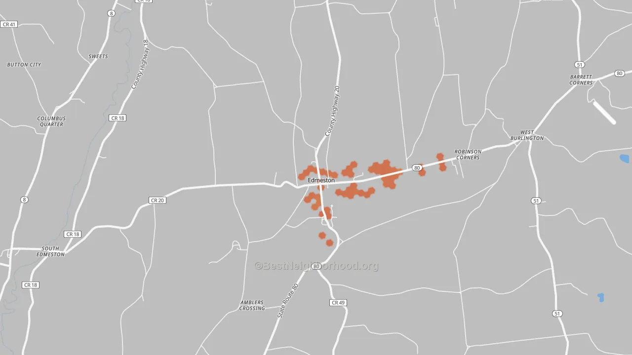 Bike Grade map of Edmeston, NY