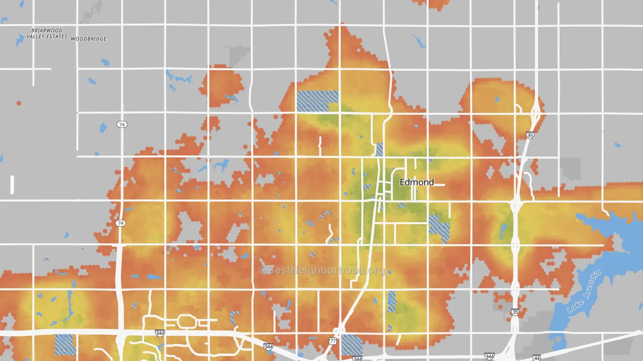 Bike Grade map of Edmond, OK