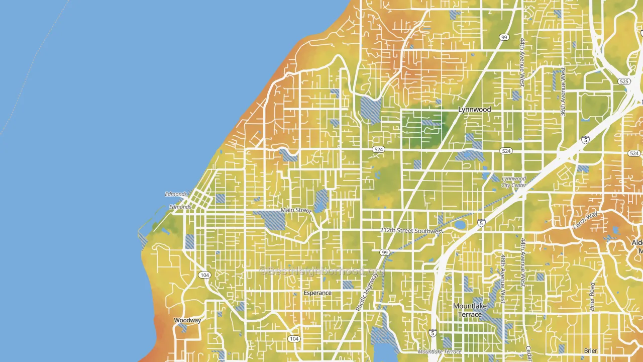 Bike Grade map of Edmonds, WA
