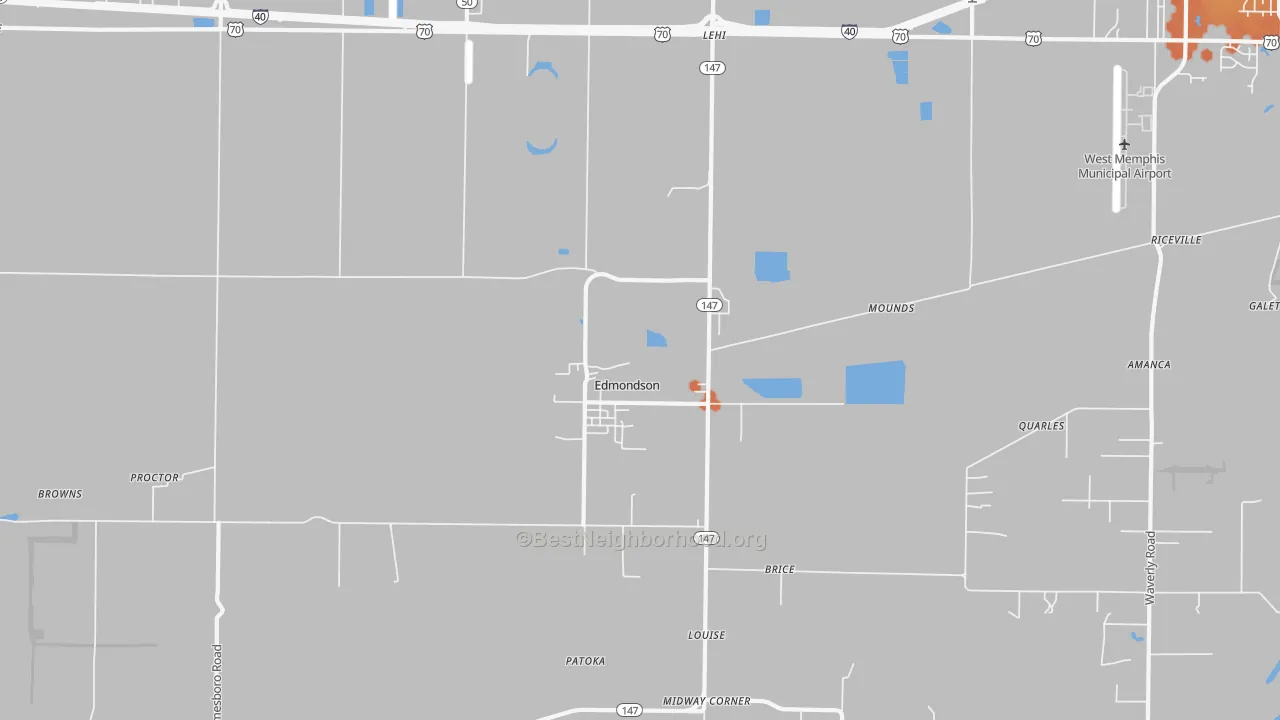 Bike Grade map of Edmondson, AR