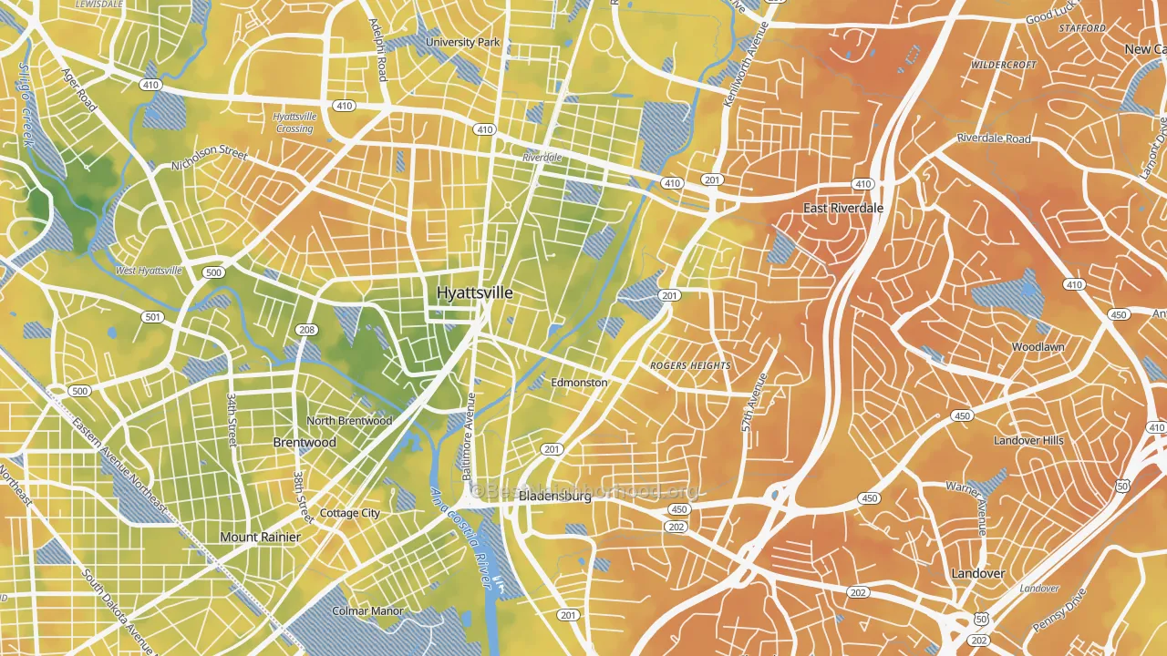 Bike Grade map of Edmonston, MD