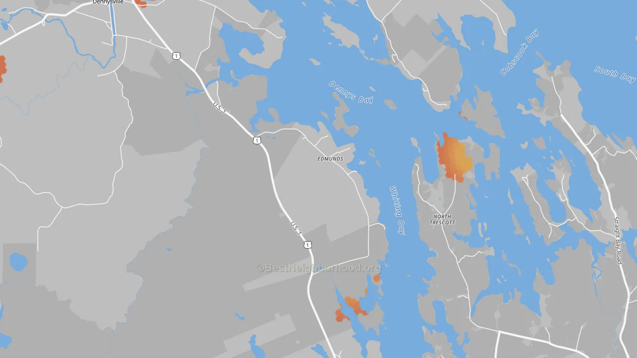 Bike Grade map of Edmunds, ME