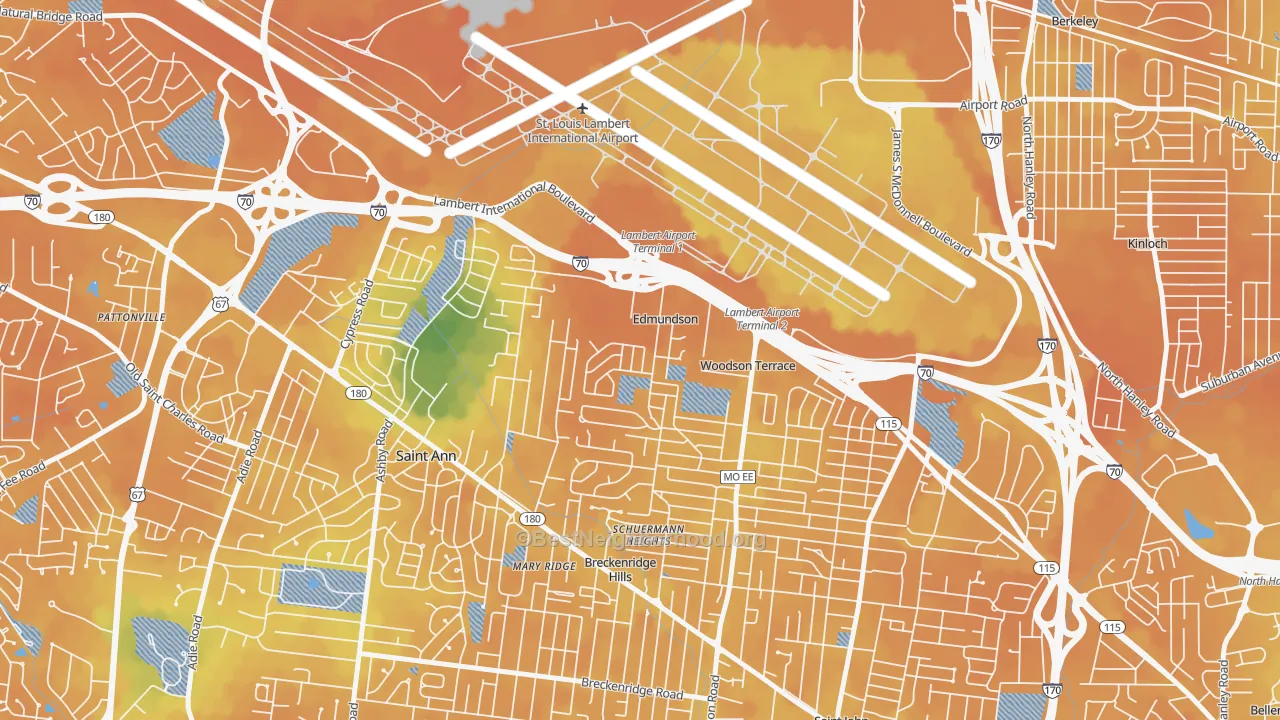 Bike Grade map of Edmundson, MO