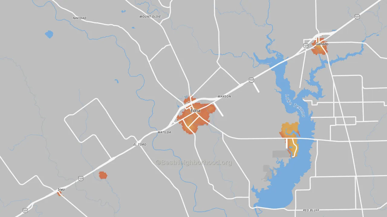 Bike Grade map of Edna, TX