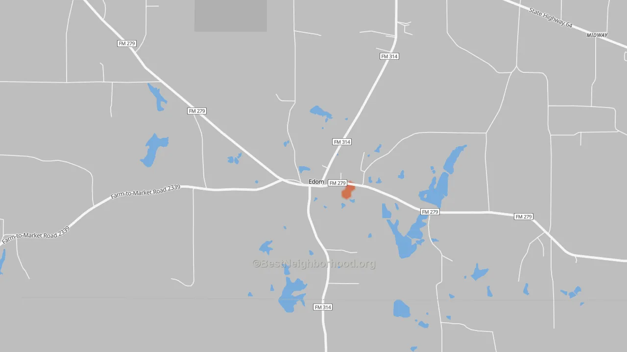 Bike Grade map of Edom, TX