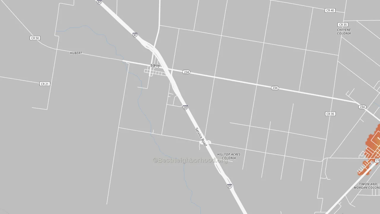 Bike Grade map of Edroy, TX