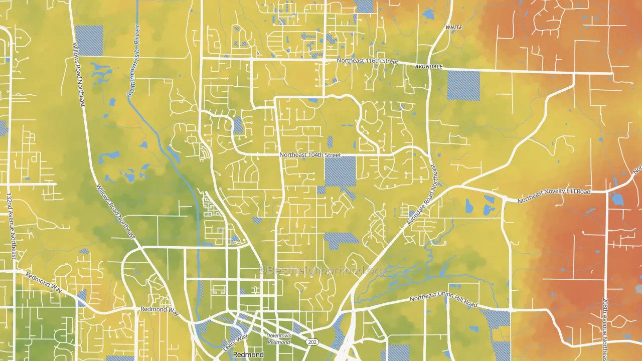 Bike Grade map of Education Hill, Redmond, WA