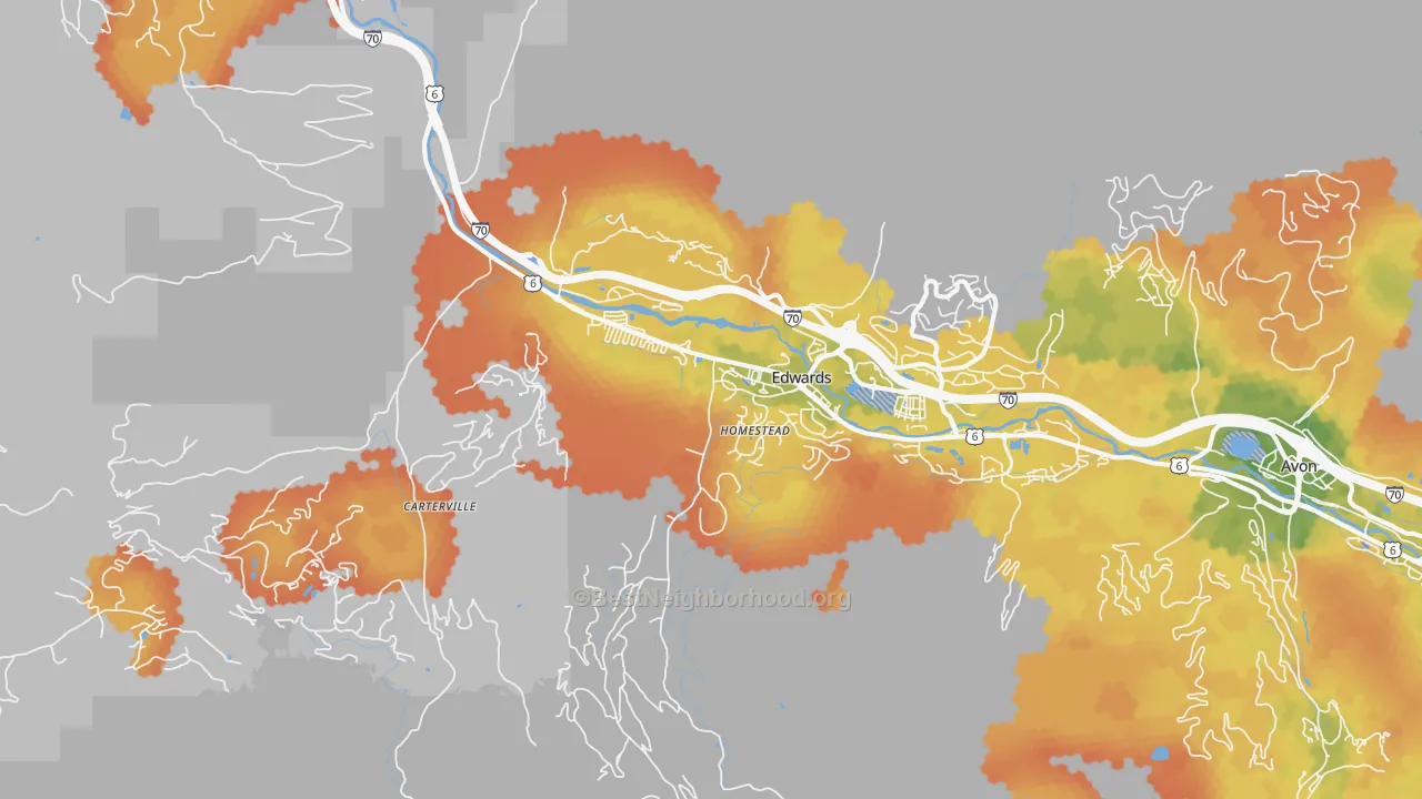 Bike Grade map of Edwards, CO