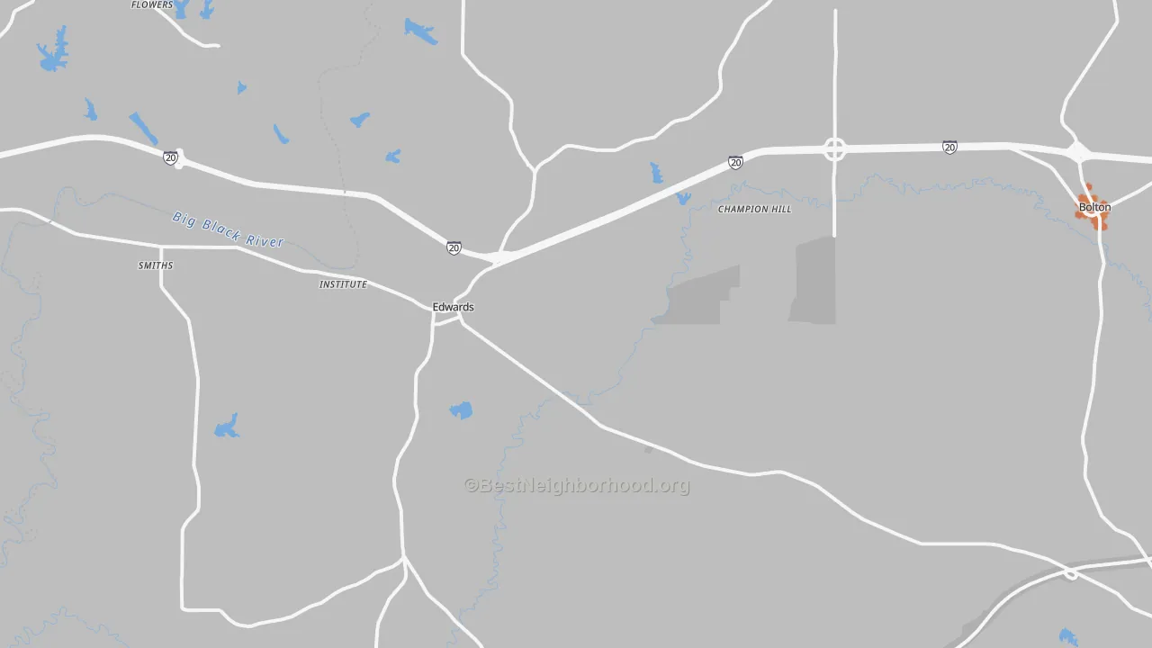 Bike Grade map of Edwards, MS
