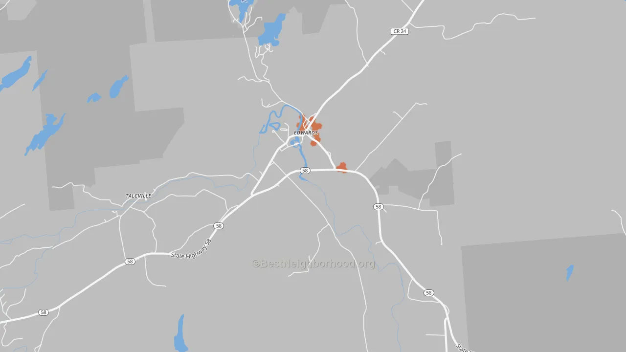 Bike Grade map of Edwards, NY