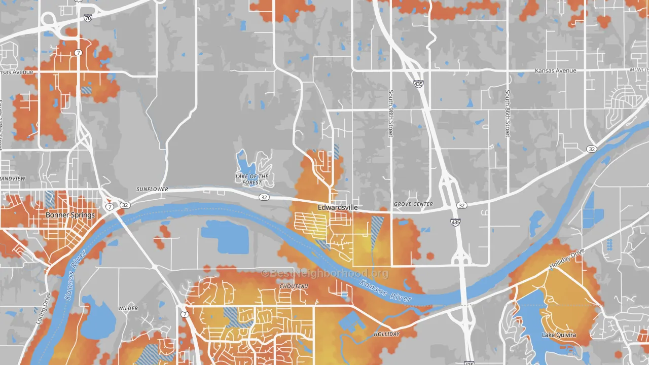Bike Grade map of Edwardsville, KS