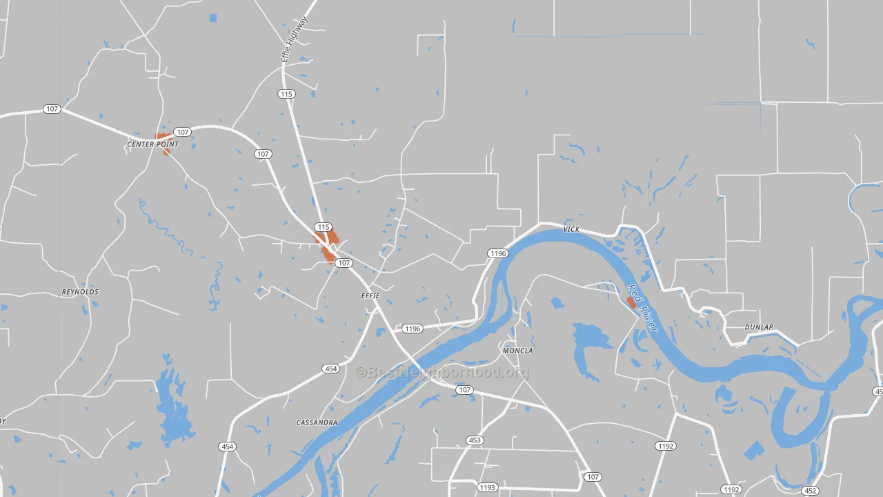 Bike Grade map of Effie, LA