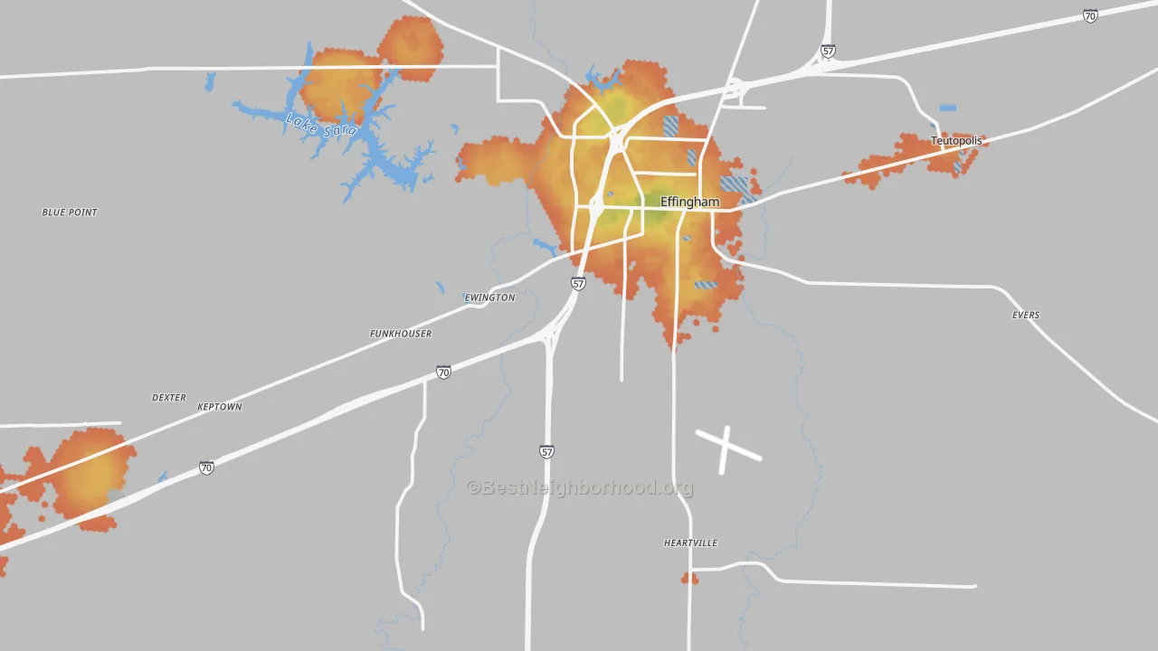 Bike Grade map of Effingham County, IL