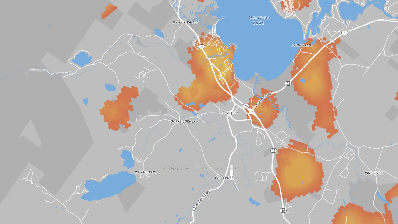 Bike Grade map of Effingham, NH
