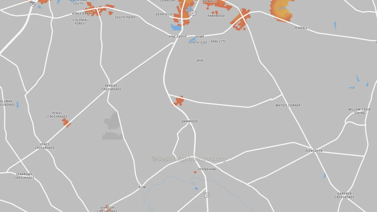Bike Grade map of Effingham, SC