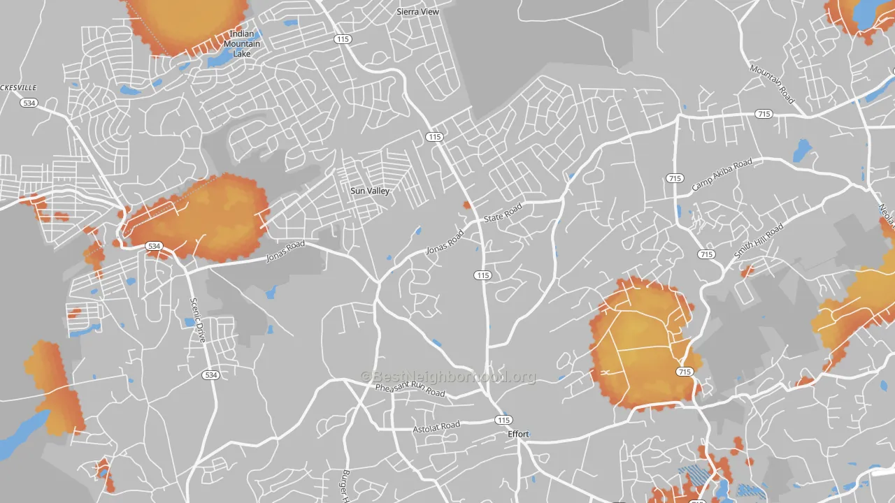 Bike Grade map of Effort, PA