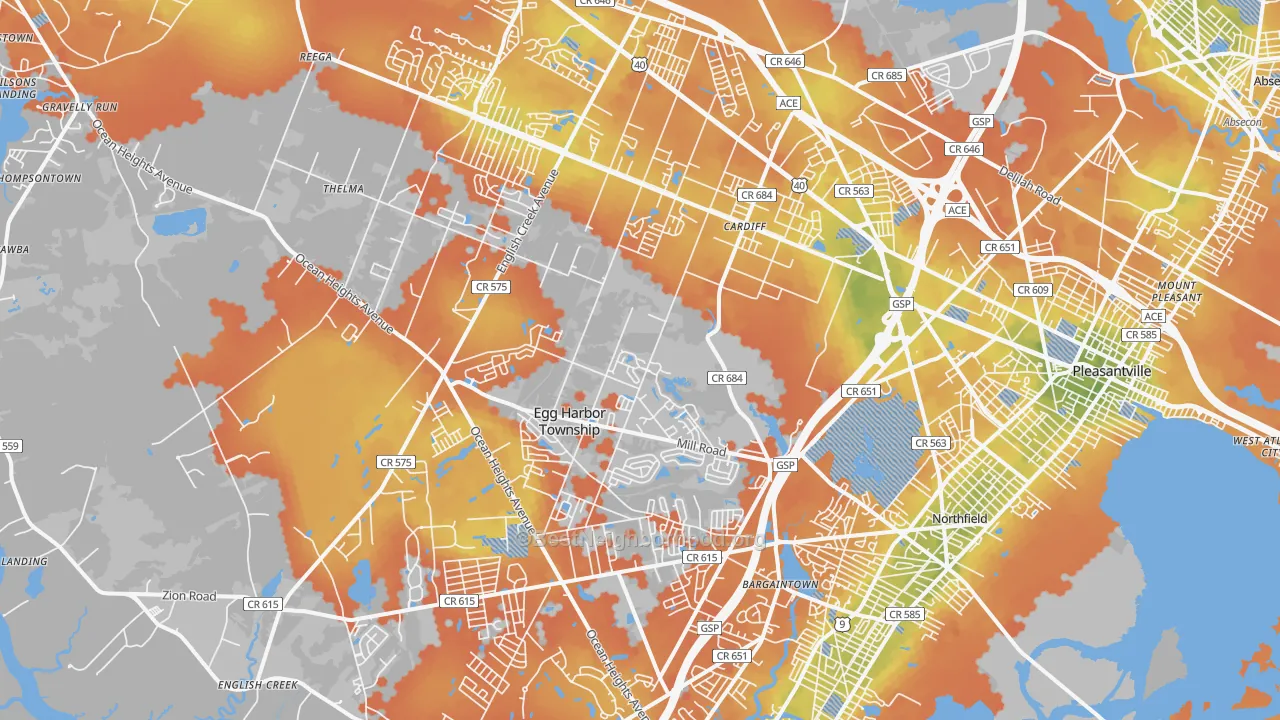 Bike Grade map of Egg Harbor Township, NJ