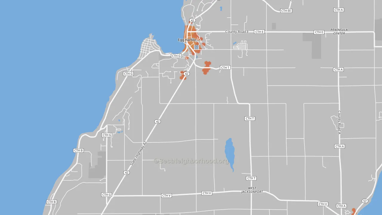Bike Grade map of Egg Harbor, WI