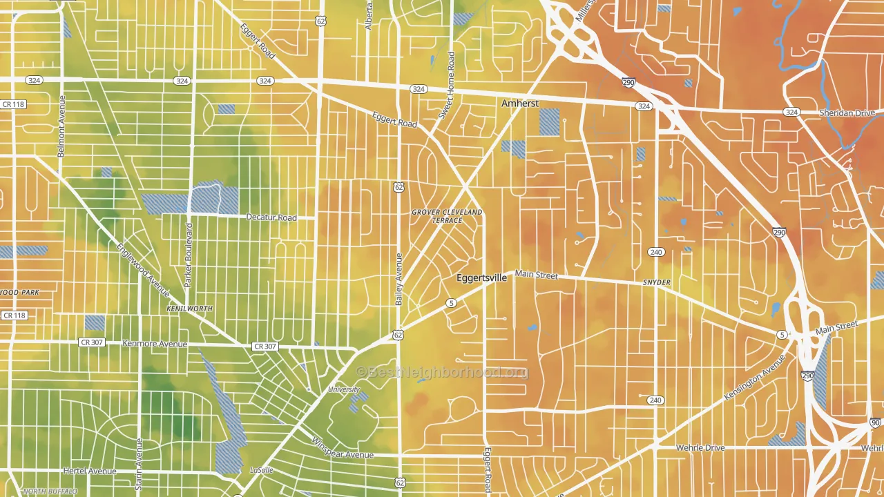Bike Grade map of Eggertsville, NY