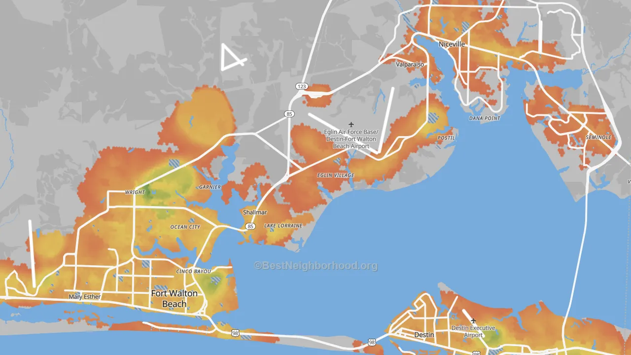 Bike Grade map of Eglin Afb, FL