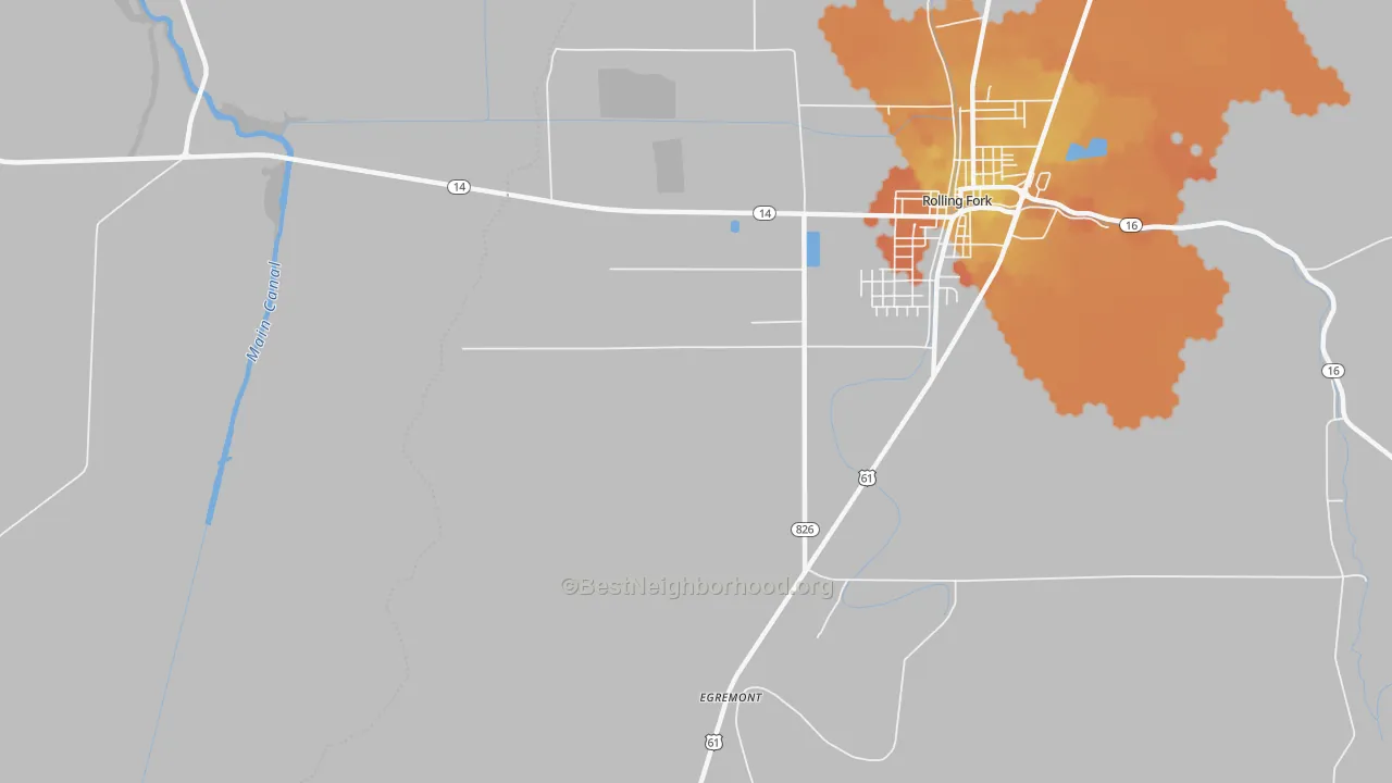 Bike Grade map of Egremont, MS