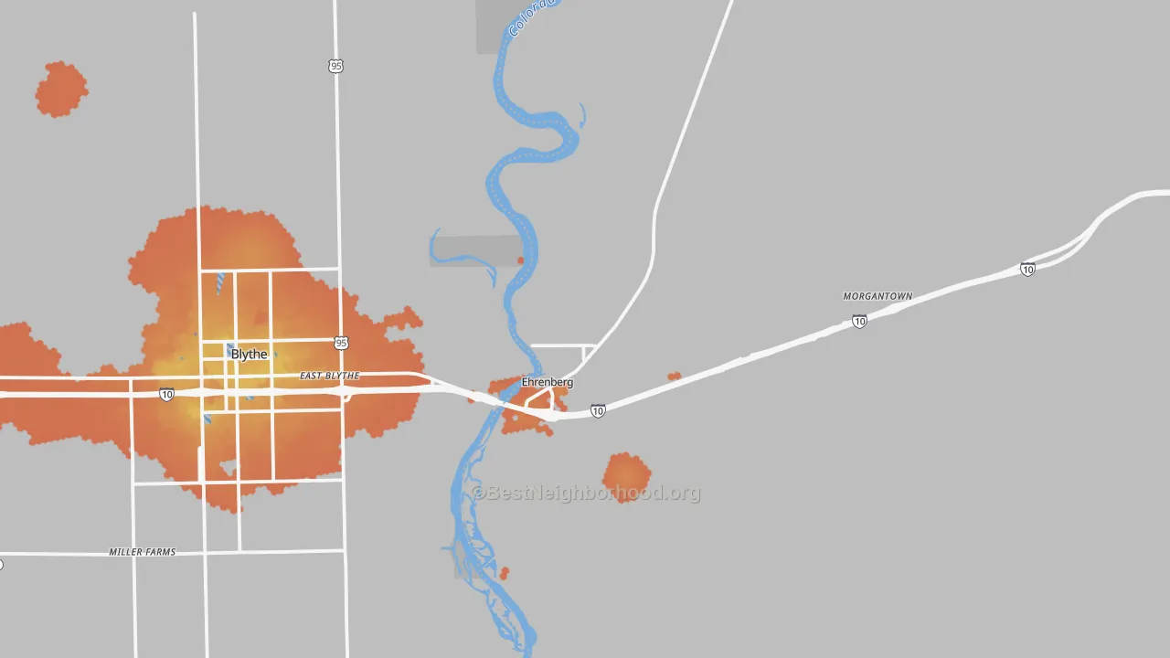 Bike Grade map of Ehrenberg, AZ
