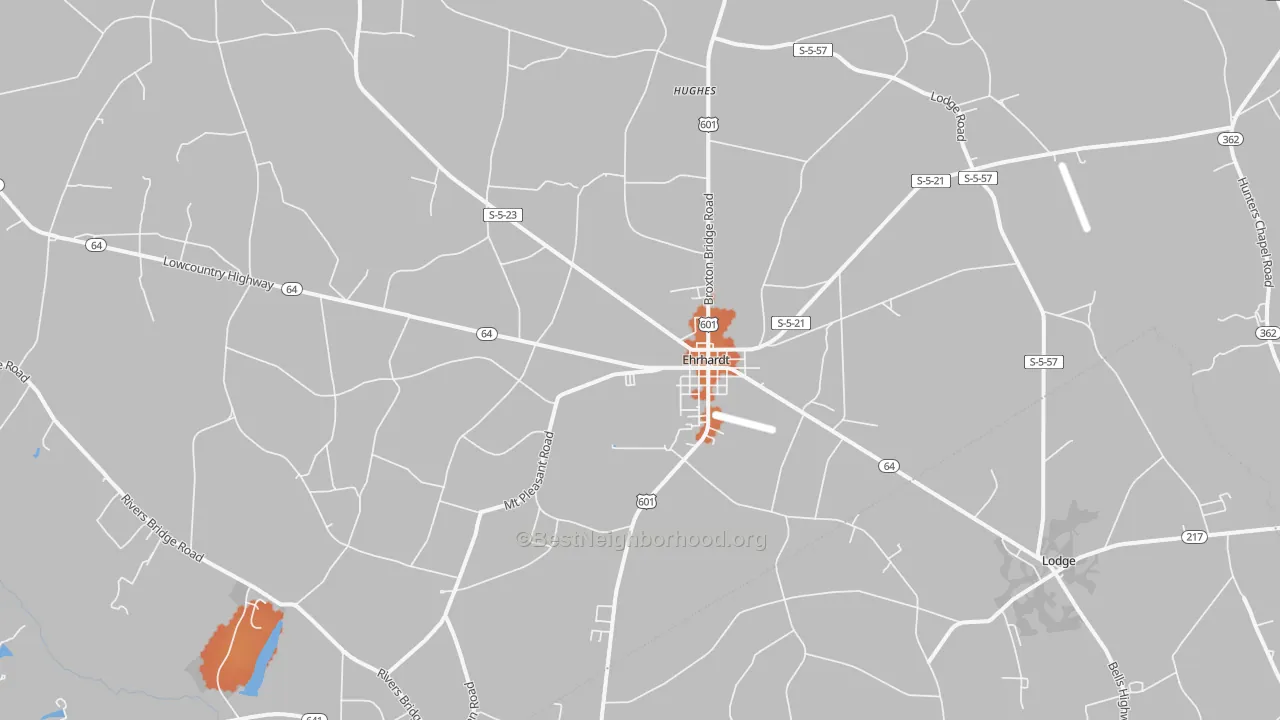 Bike Grade map of Ehrhardt, SC