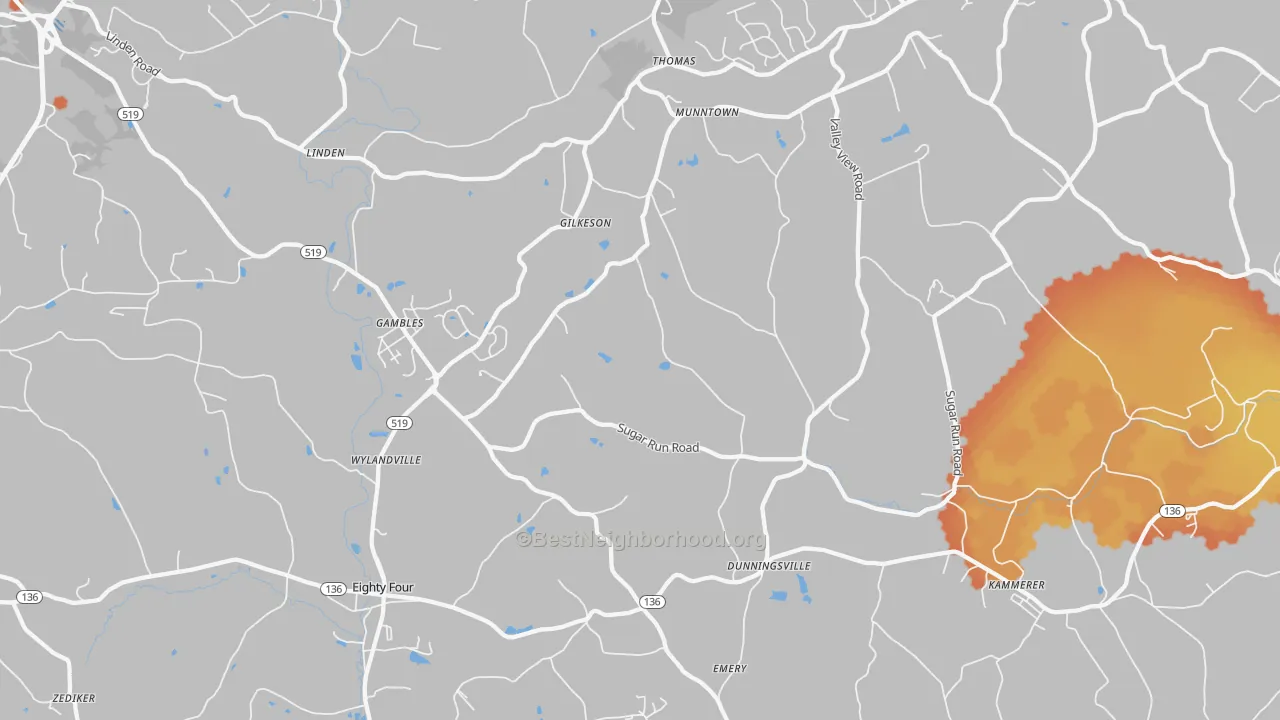 Bike Grade map of Eighty Four, PA
