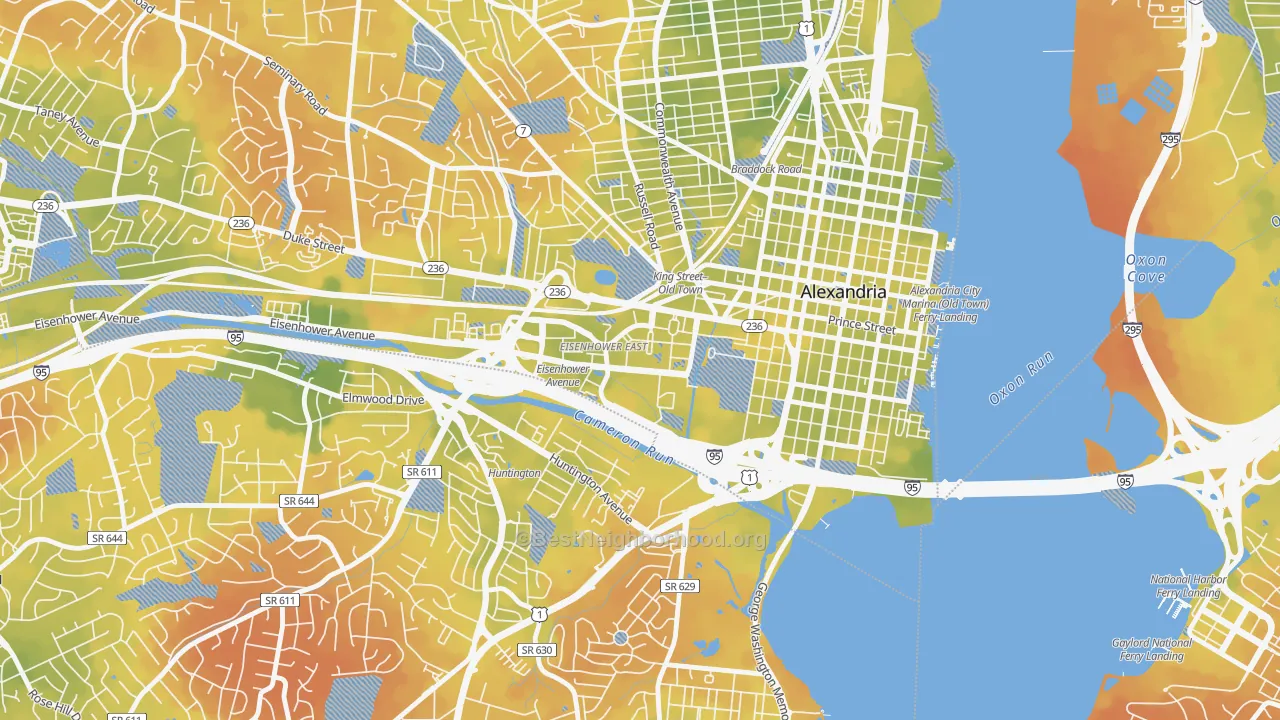 Bike Grade map of Eisenhower East, Alexandria, VA