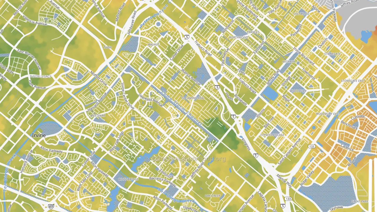 Bike Grade map of El Camino Real, Irvine, CA