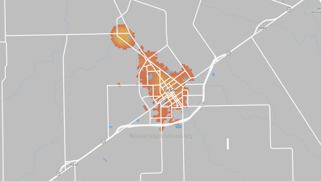 Bike Grade map of El Campo, TX