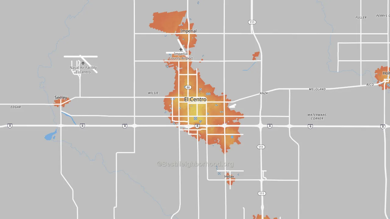Bike Grade map of El Centro, CA