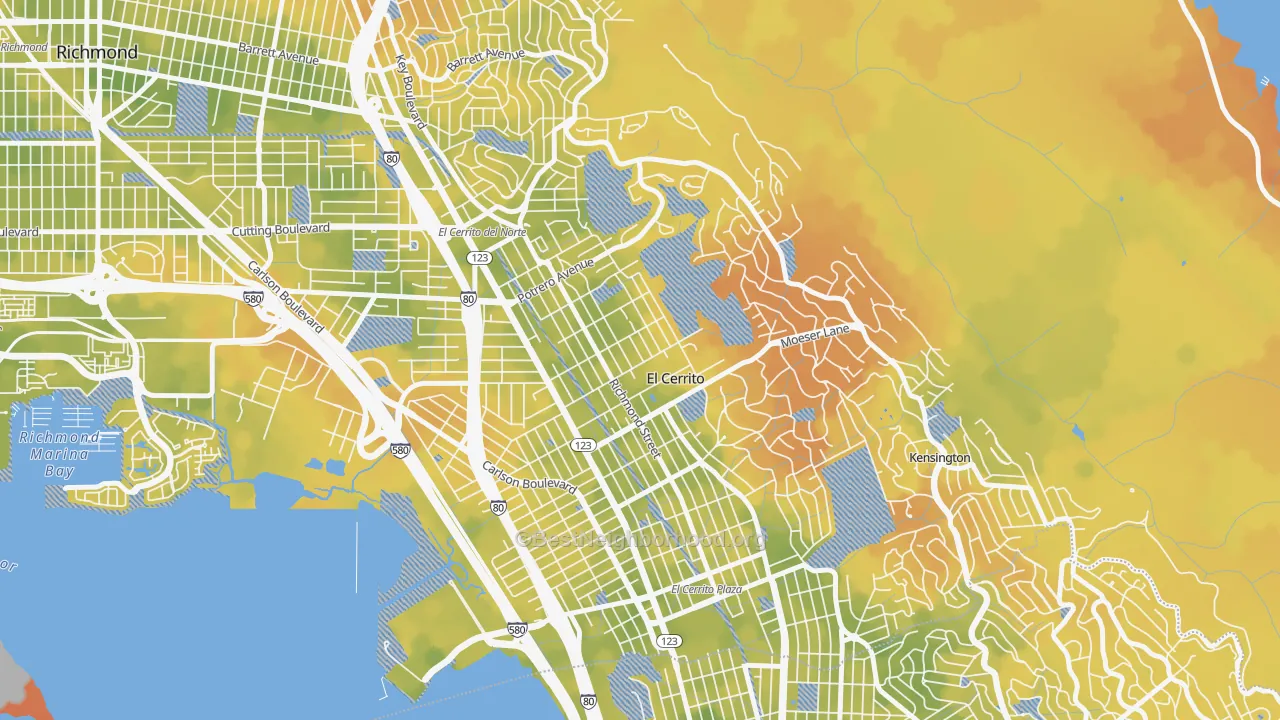 Bike Grade map of El Cerrito, CA