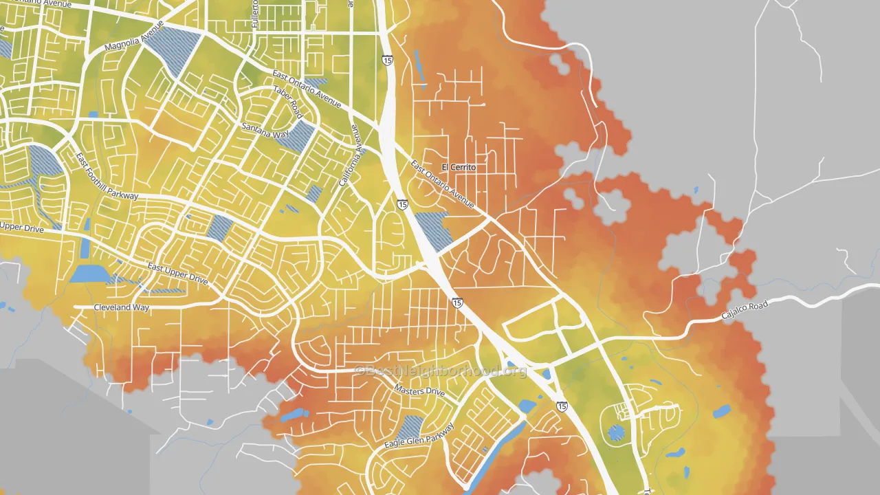 Bike Grade map of El Cerrito, Corona, CA