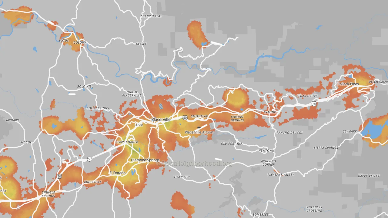 Bike Grade map of El Dorado County, CA