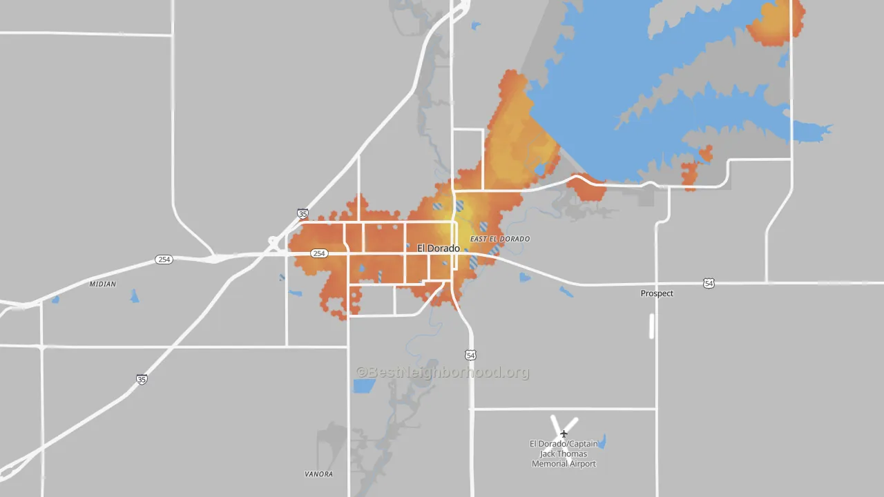 Bike Grade map of El Dorado, KS