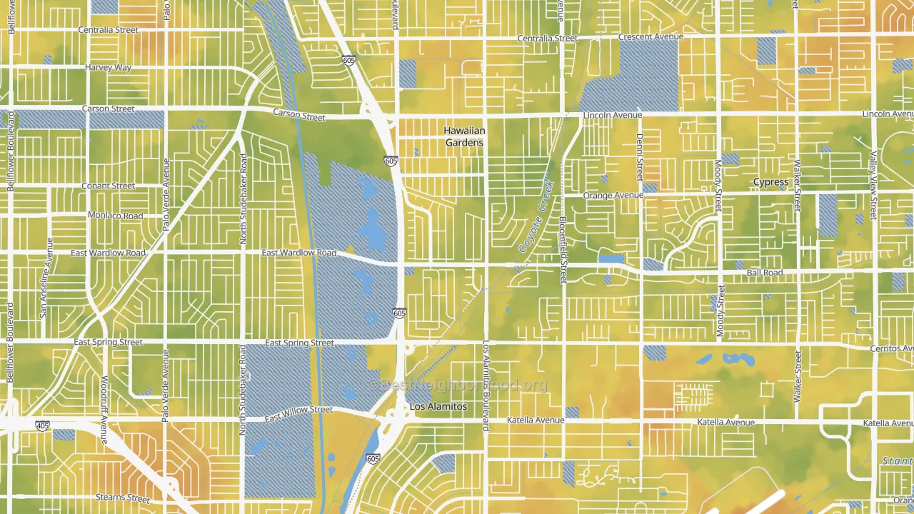 Bike Grade map of El Dorado Park, Long Beach, CA