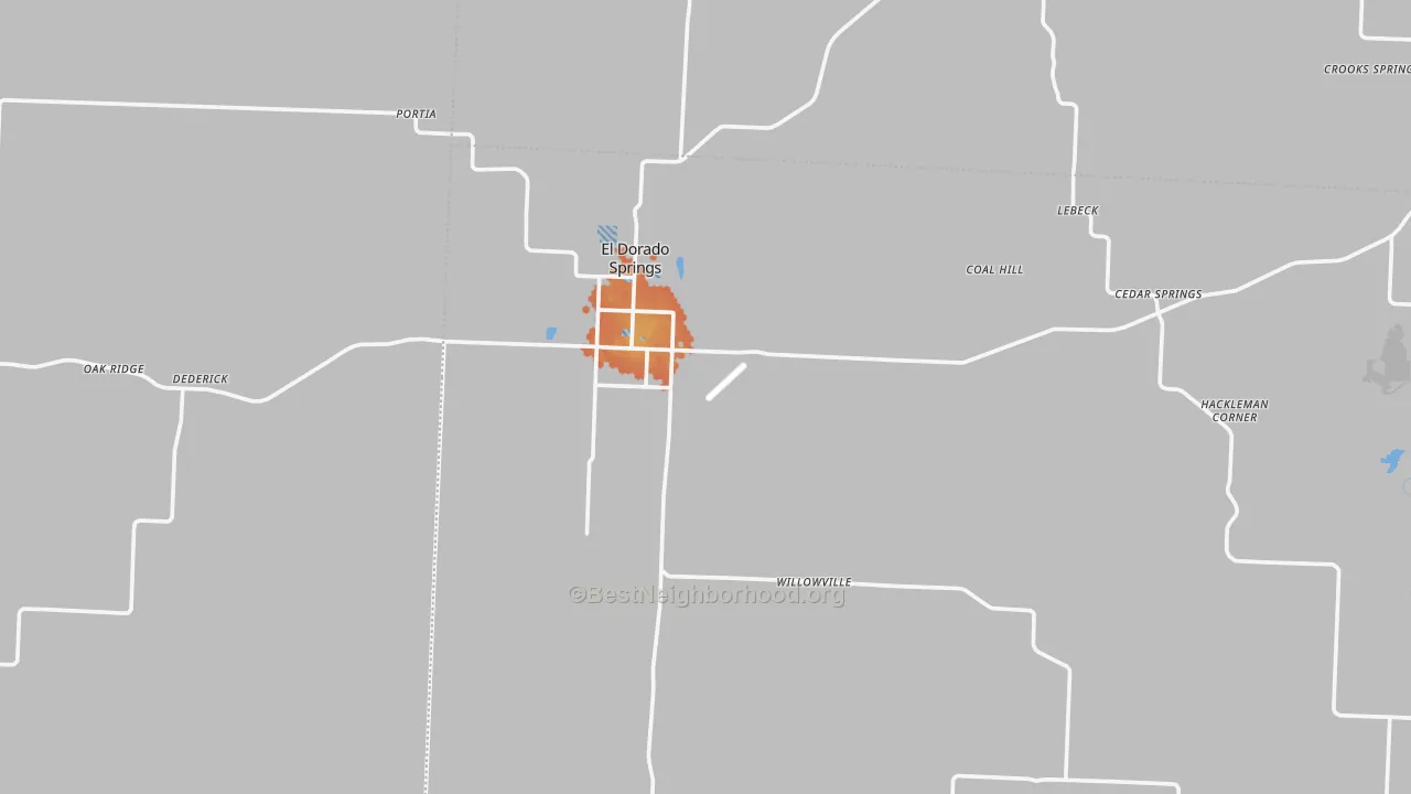 Bike Grade map of El Dorado Springs, MO