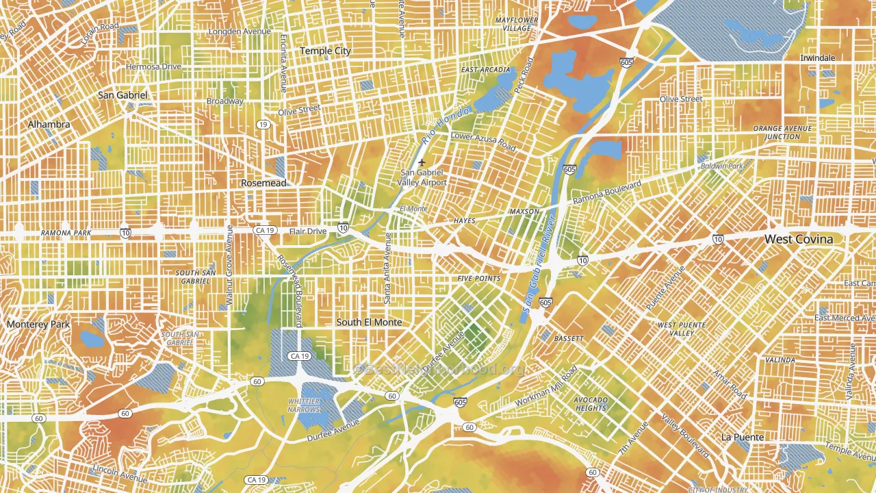 Bike Grade map of El Monte, CA
