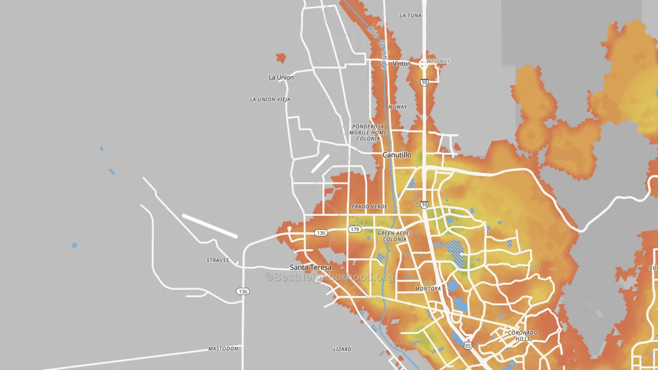 Bike Grade map of El Paso, NM