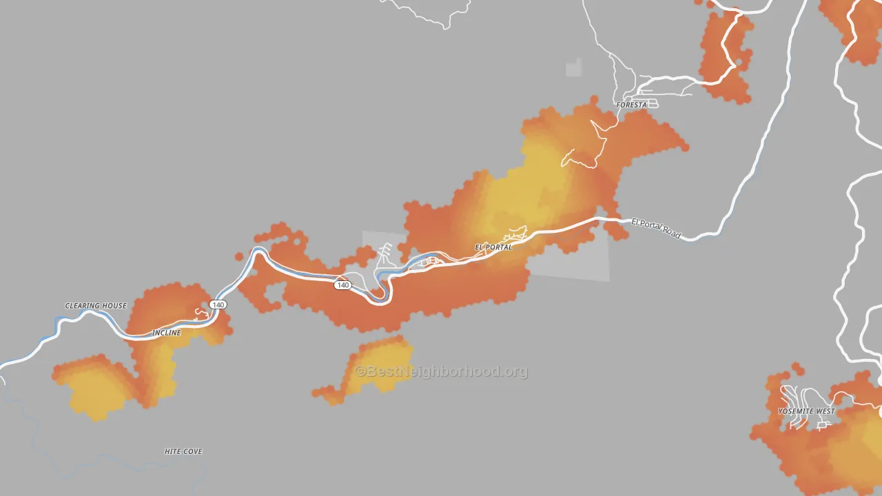 Bike Grade map of El Portal, CA