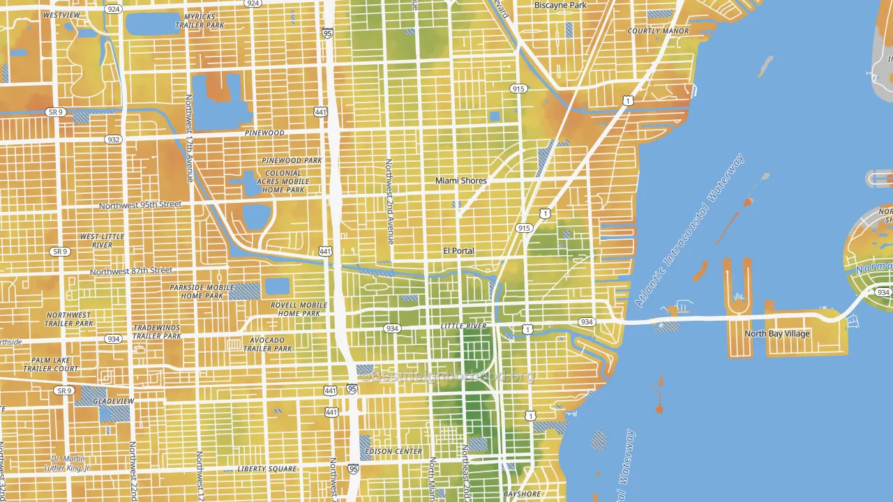 Bike Grade map of El Portal, FL