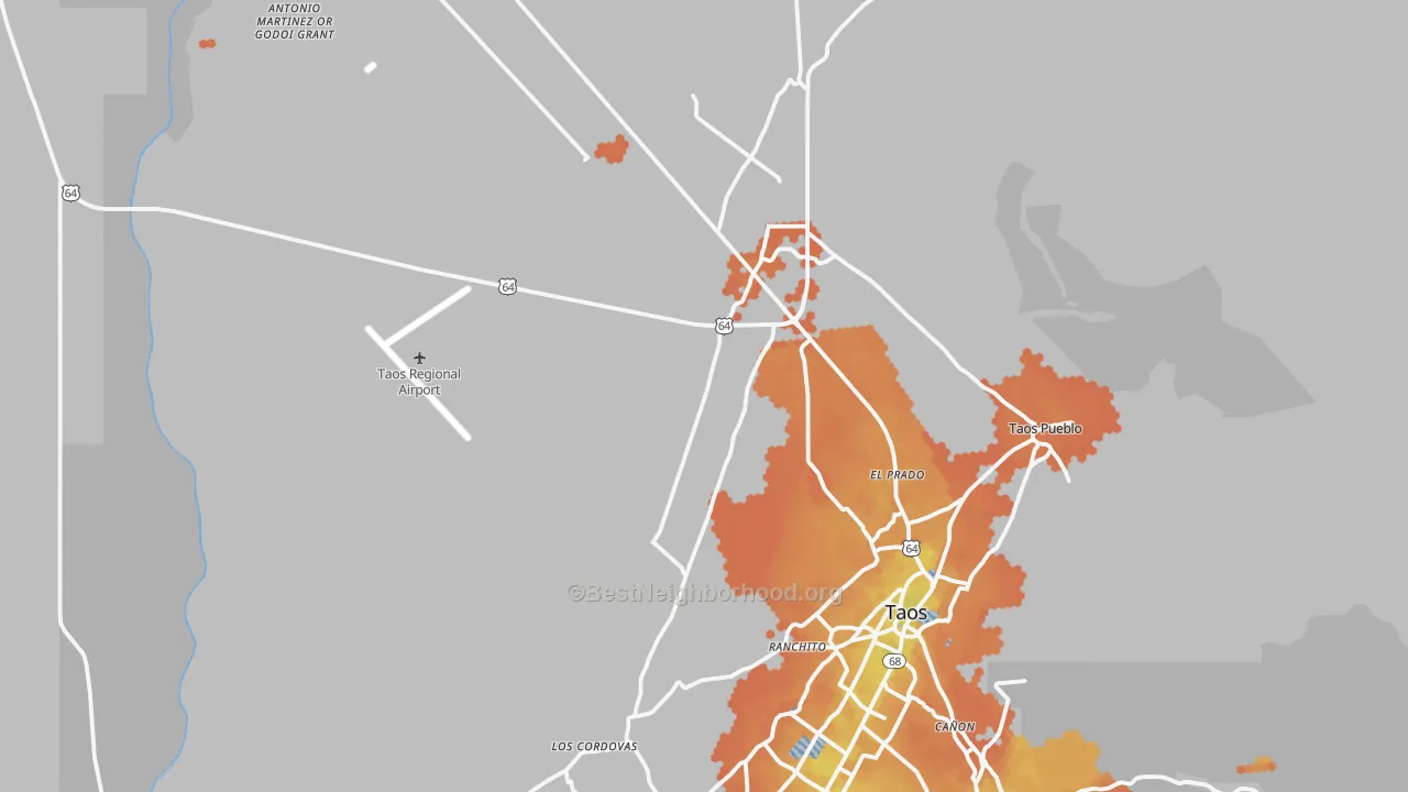 Bike Grade map of El Prado, NM