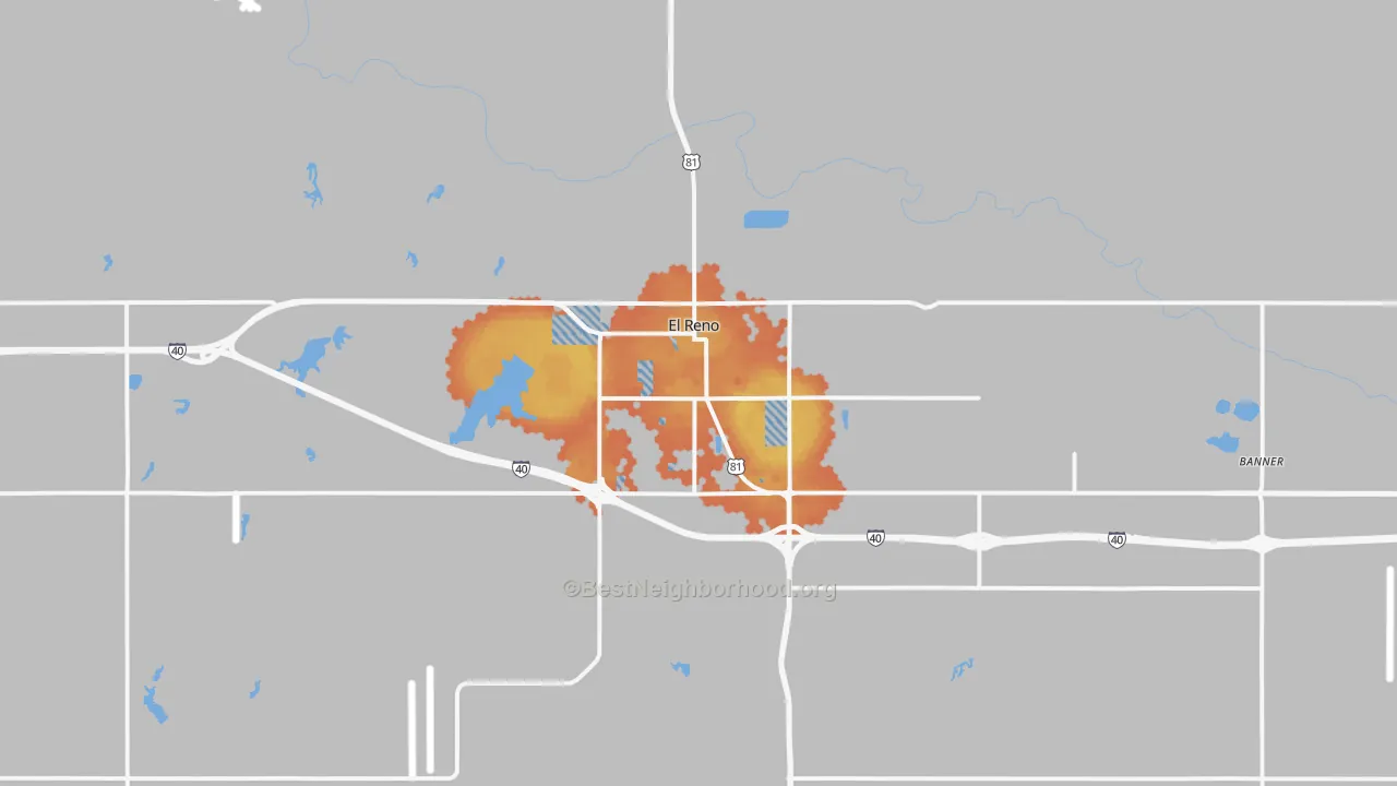 Bike Grade map of El Reno, OK