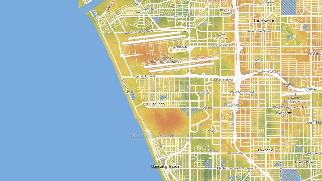 Bike Grade map of El Segundo, CA