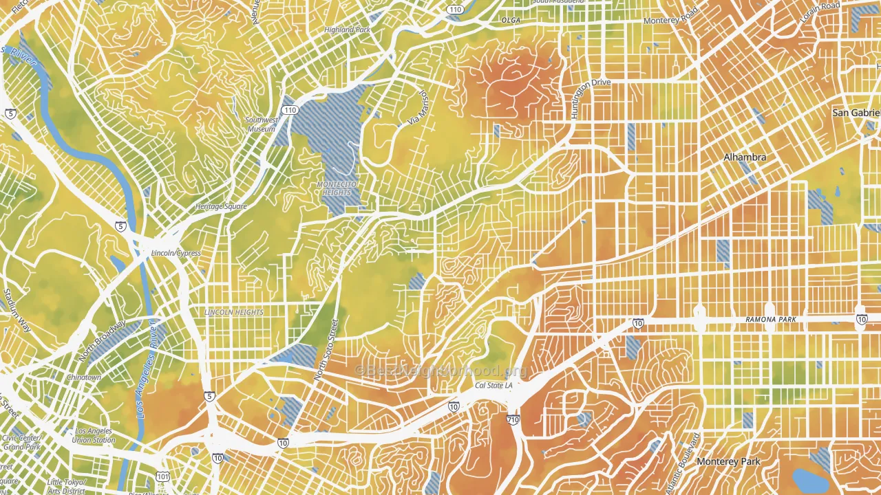 Bike Grade map of El Sereno, Los Angeles, CA